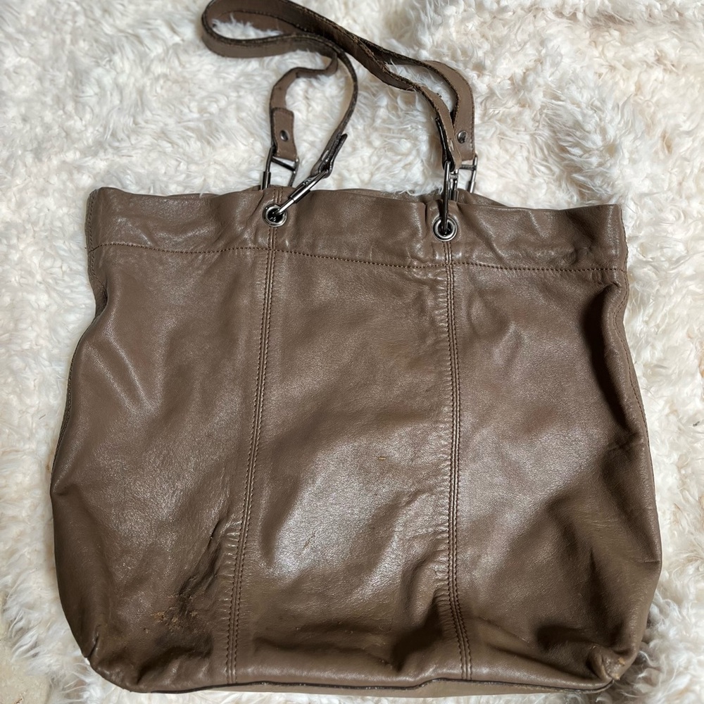 Vintage Burberry Brown Leather Tote Handbag